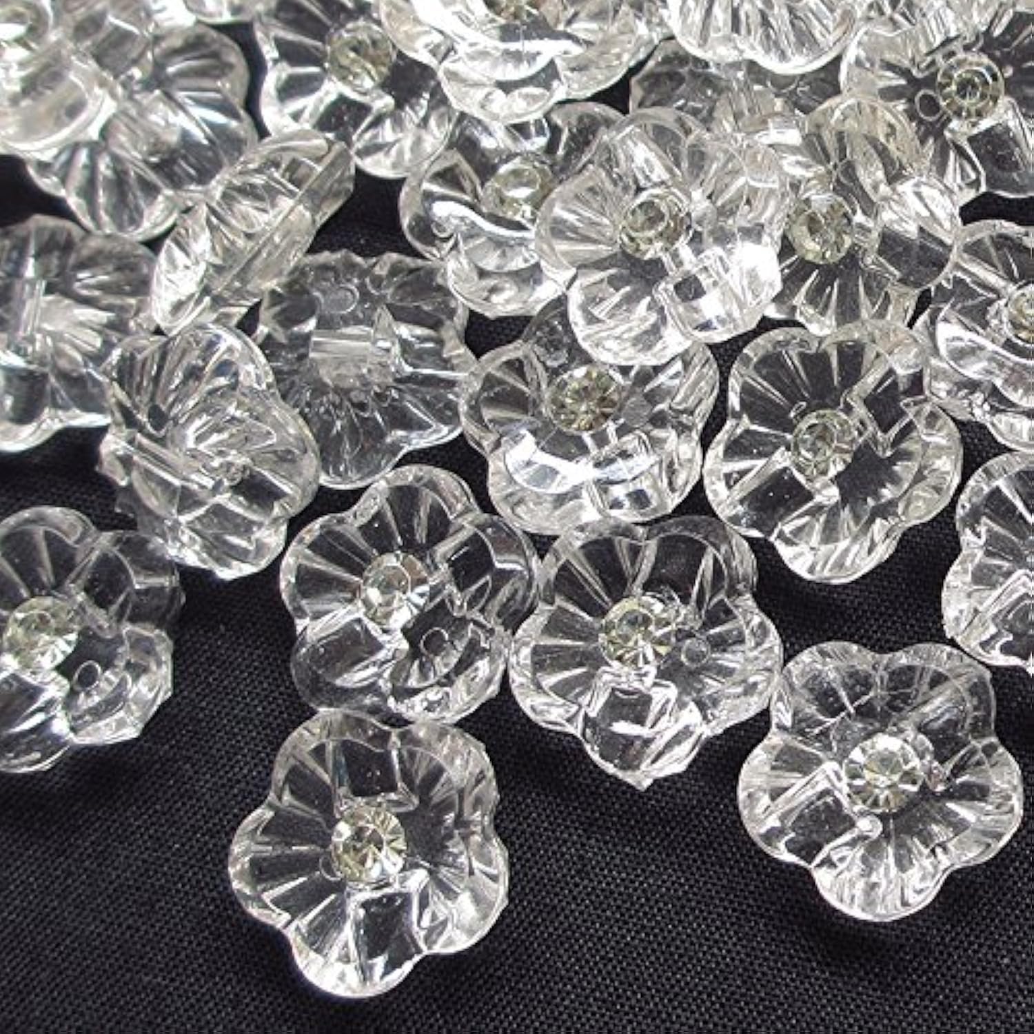 Chenkou Craft Clear Plastic Button Flower Sewing Ornament 100Pcs