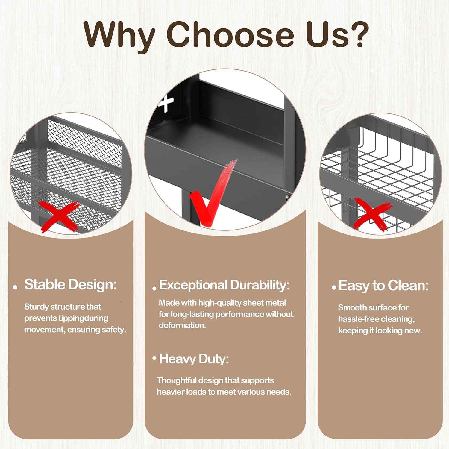 UMDONX 4-Tier Narrow Rolling Cart Space-Saving Organizer for Bathroom & Laundry Room, Slim Storage Cart Solution with Wheels Black