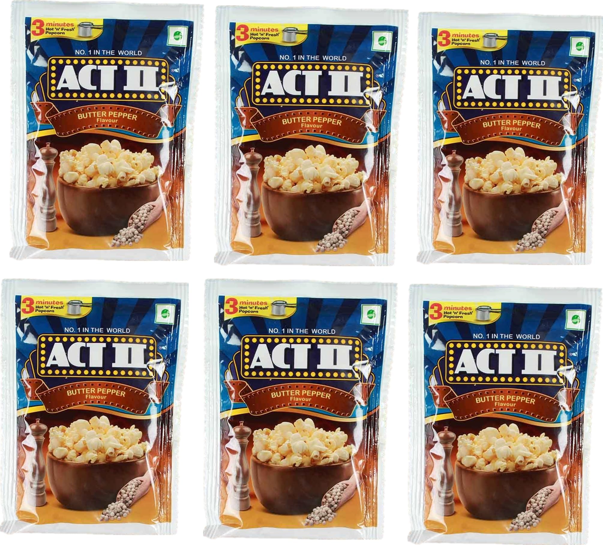 ACT II Popcorn - Butter Pepper, 70g Pouch ( pack of 6 ) >humarabazar
