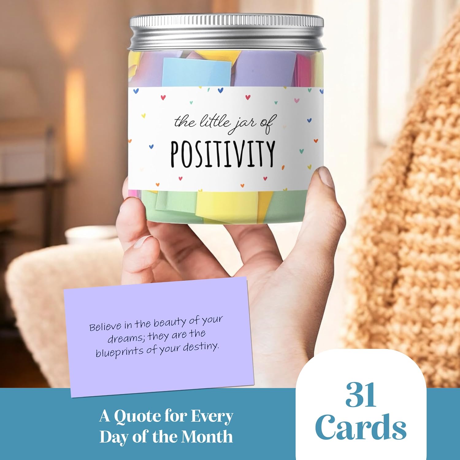 Positive Uplifting Message Jar with Gift Box (Positivity Jar)