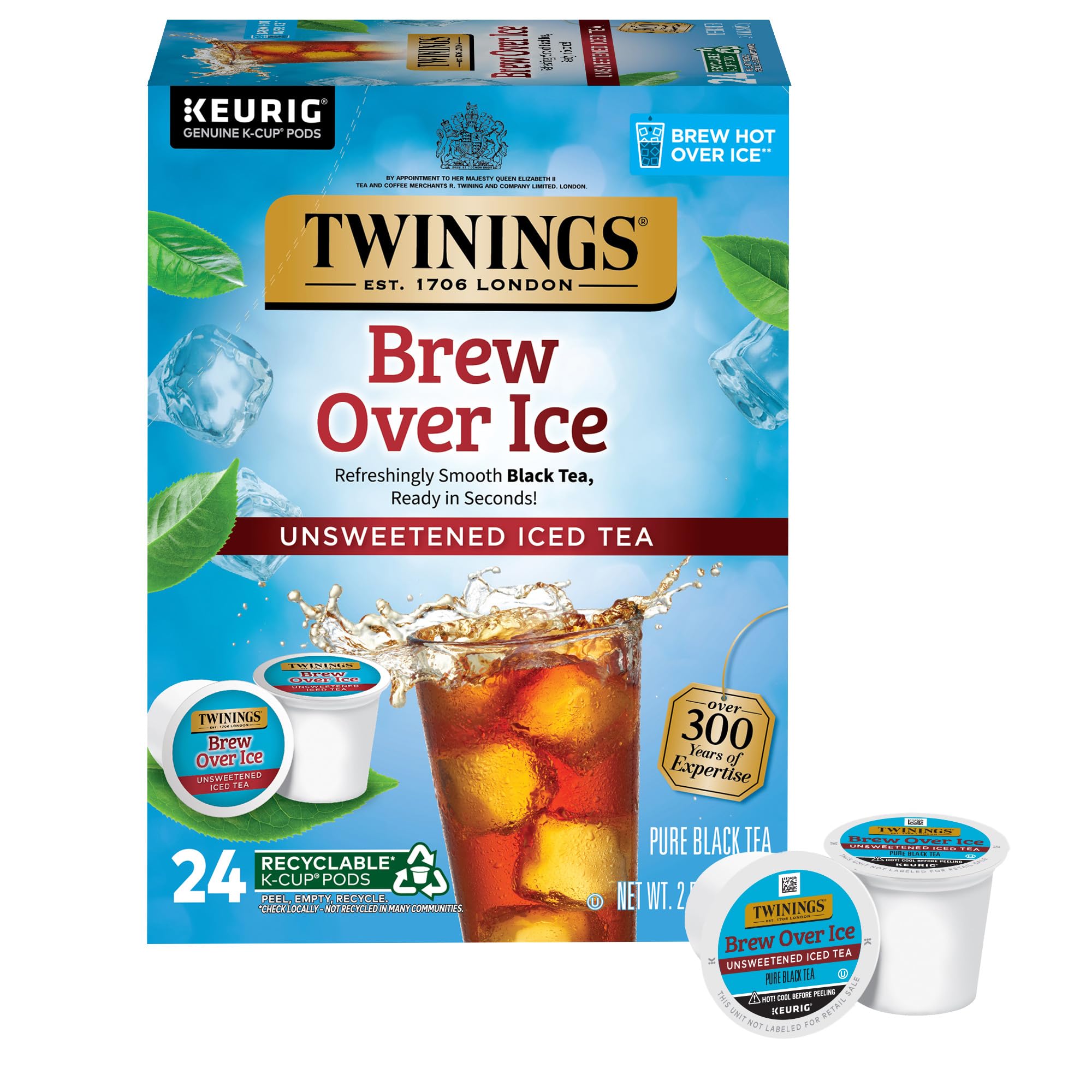 Twinings Brew Over Ice Unsweetened Black Iced Tea K-Cup Pods for Keurig, 24 Count (Pack of 1), Refreshing, Smooth, Caffeinated