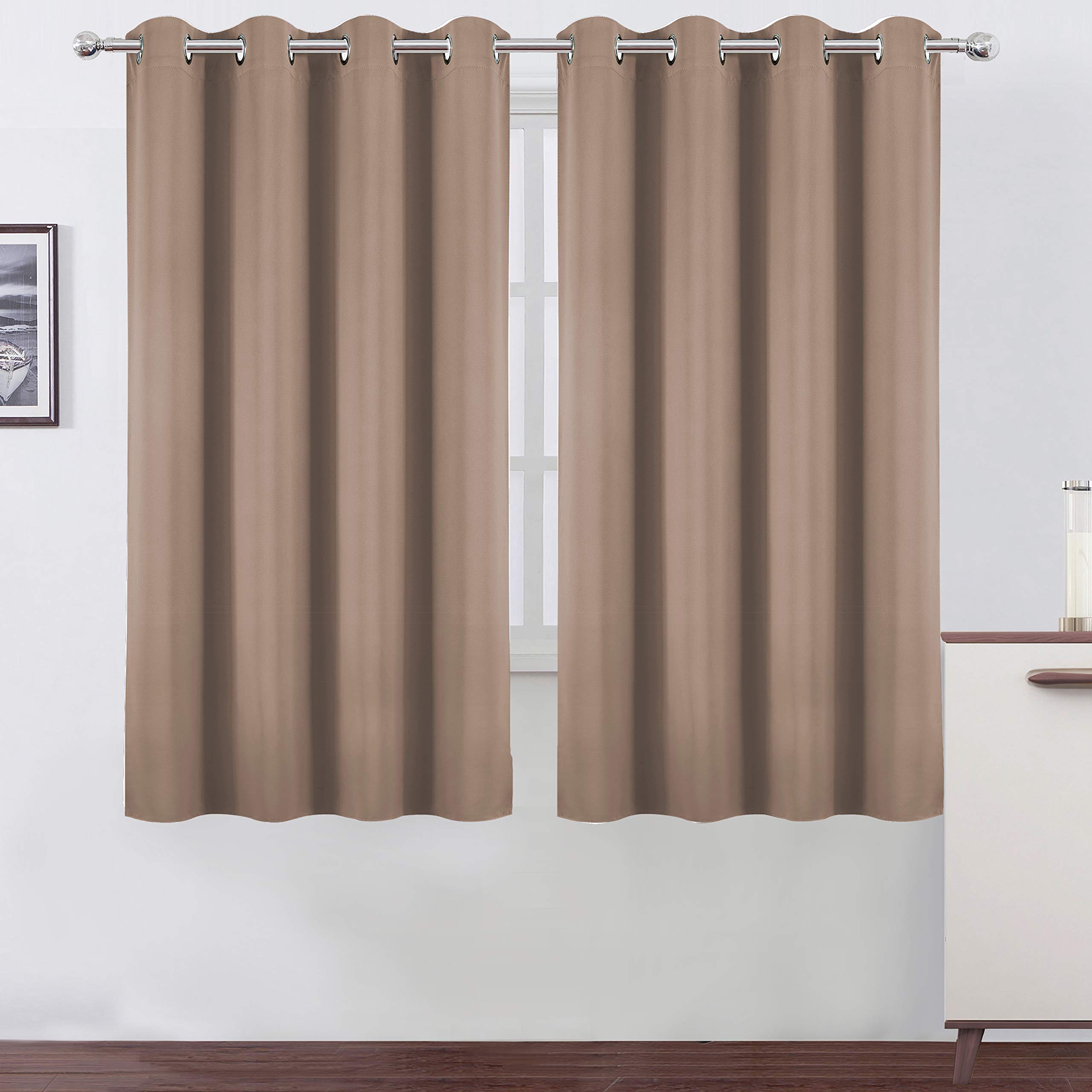 LEMOMO Cappuccino Blackout Curtains 52 x 63 Inch Length/Set of 2 Curtain Panels/Thermal Insulated Room Darkening Blackout Curtains for Bedroom