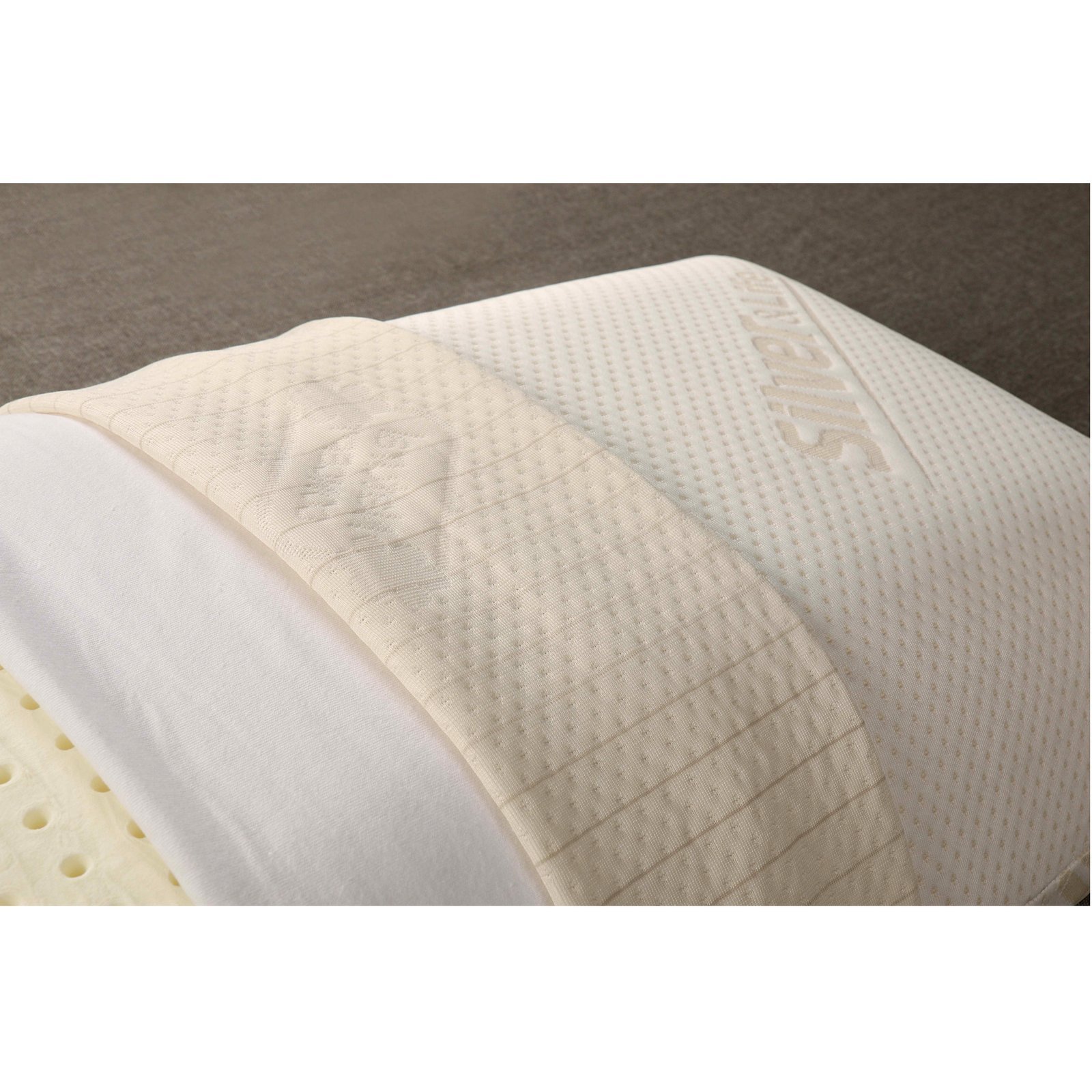 Evergreenweb - Almohada cervical de espuma viscoelastica - TRILOGY - alto 15 cm, duble funda de Silver Life y algodon - Desfundable y lavable