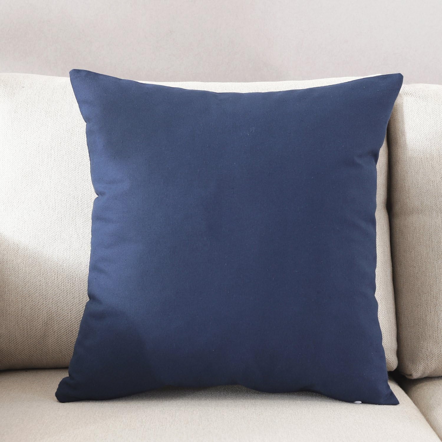 TAOSON Home Decorative 100% Cotton Canvas Square Throw Pillow Cover Cushion Case Solid Pillowcase with Hidden Zipper Closure Multiple Colors (18"x18"(45x45cm),Navy Blue)