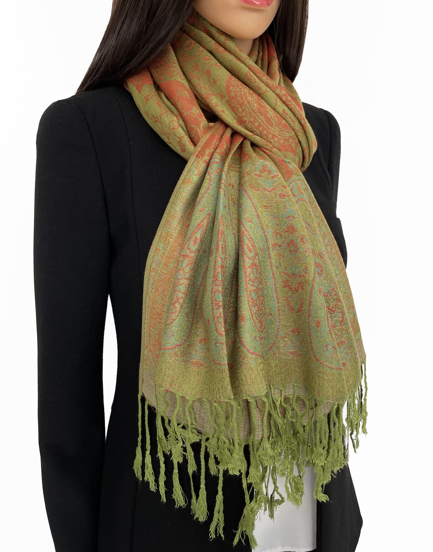 The Accessory Co. Womens Scarf Pashmina Shawl Wrap - Large Lightweight Floral Paisley Scarf for Women for Winter, Weddings, Meditation, Prayer - Colourful Neck Scarves, Stole