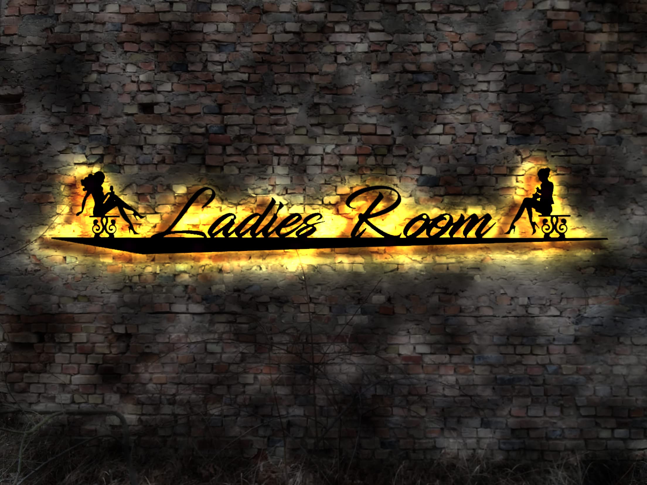 Letrero luminoso para mujer con texto en inglés "Ladies Room", cartel decorativo para pared, diseño de mujer