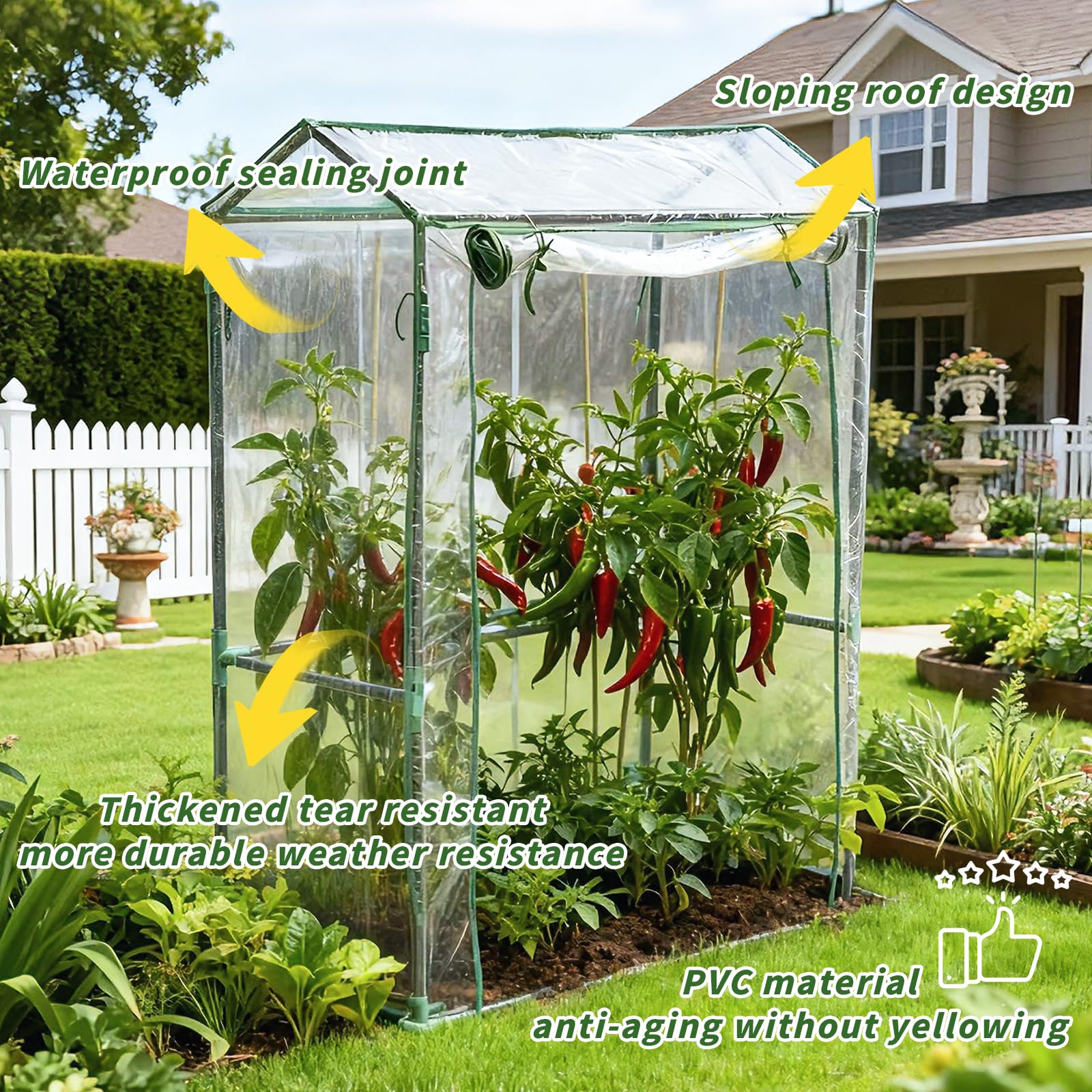 Chiaro PVC Piccolo Copertura della Casa, 100x50x150cm, Serra da Giardino, Serra da Balcone, per Prevenire Danni alle Piante Causati dal Gelo, Cornice non Inclusa
