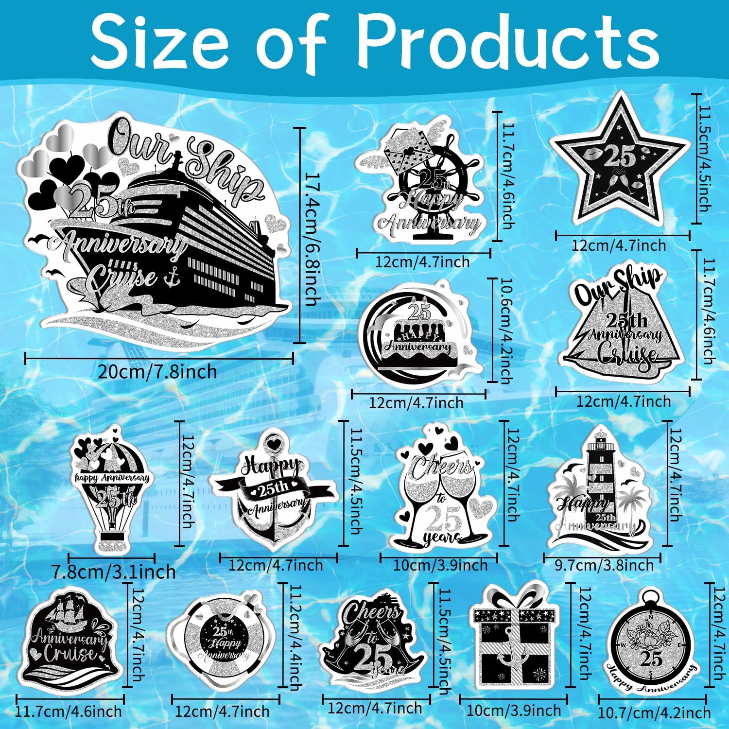 Wxiben 14Pcs 25th Anniversary Cruise Ship Door Magnets Decorations Magnetic image 2