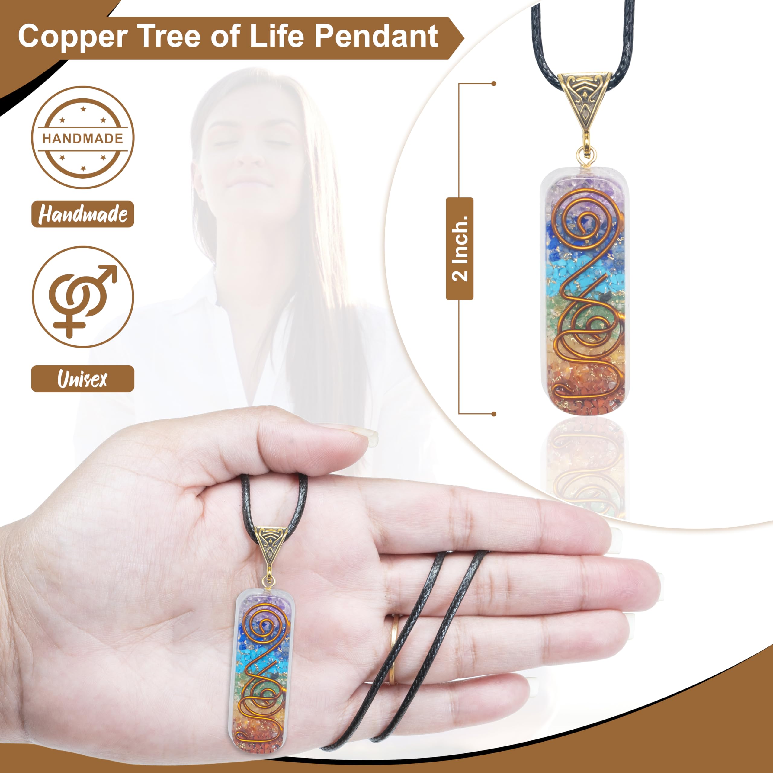 Crocon House Warming Gifts & Vastu Items – Rose Quartz Tree with Quartz Base, Rose Quartz Bracelet & Seven Chakra Pendant – Crystal Healing Gifts for Women, Bedroom Decor, Wedding Gift for Couples 2