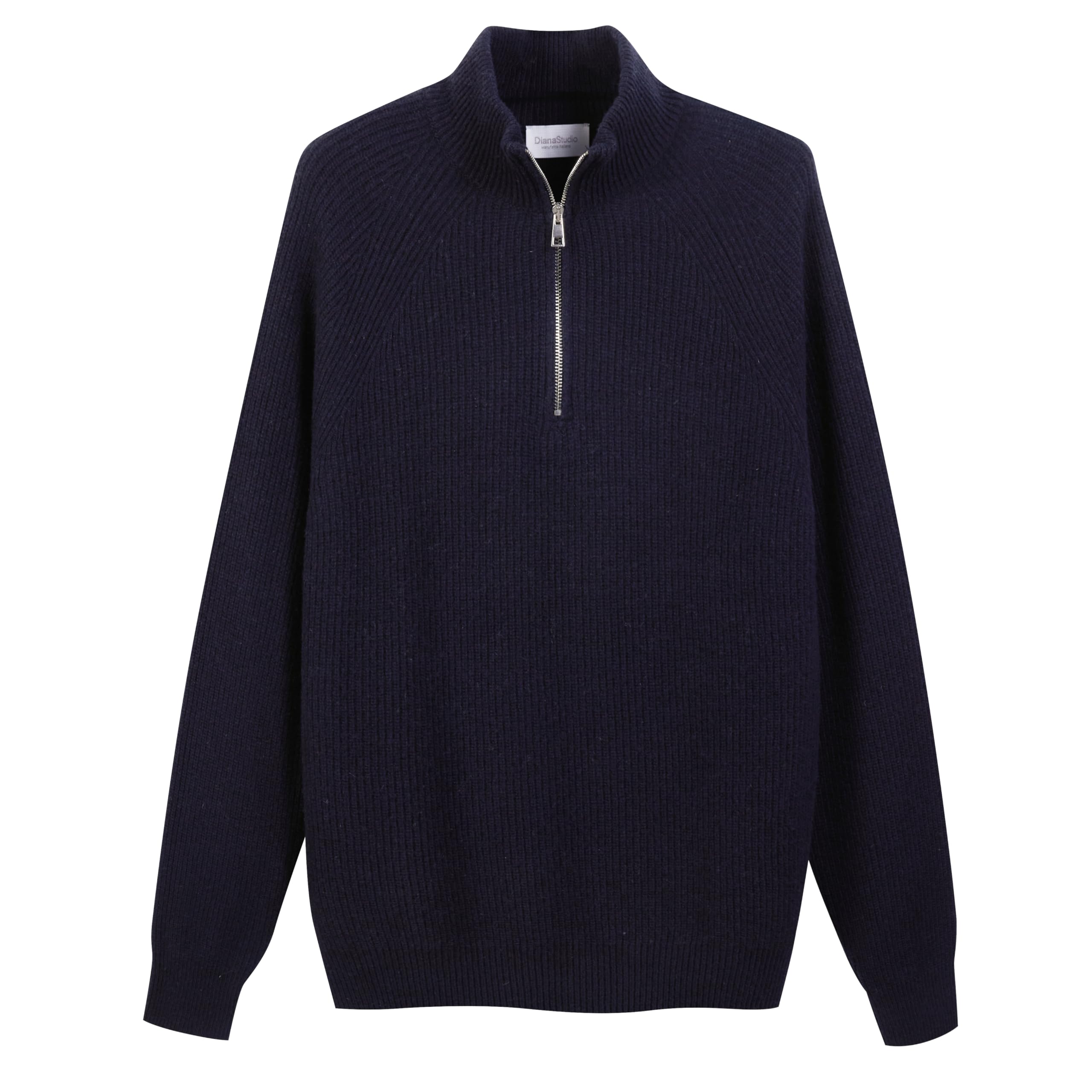 Diana Studio Maglione Mezza Zip in Lana Blend Fatto in Italia Maglione Uomo (Pacco da 1)