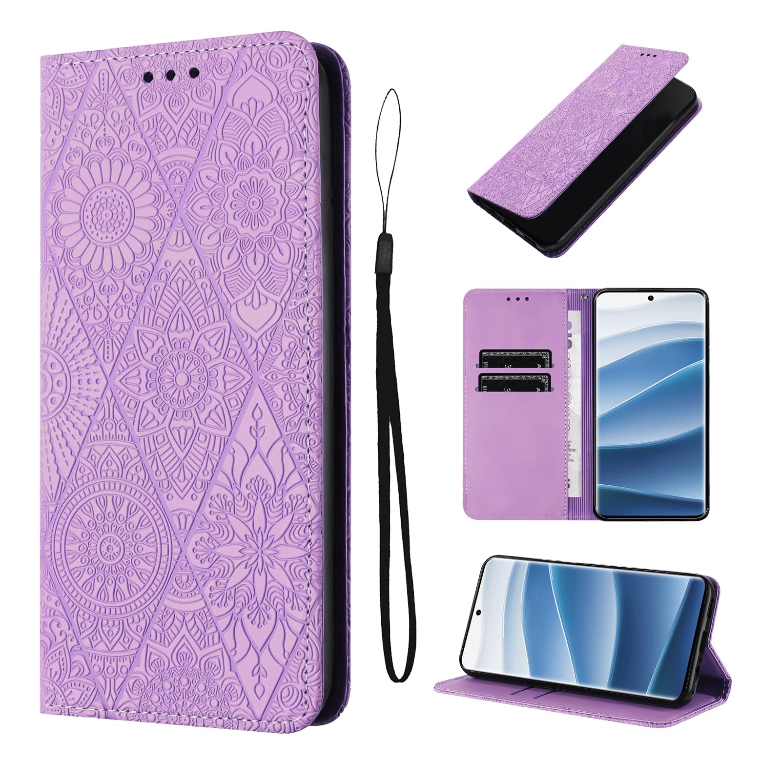 LSPCASA Mobile Phone Case for Xiaomi Redmi Note 14 Pro 5G 6.67 Inch Premium Leather Folding Flip Case Stand Function Case for Card Slots Note 14 Pro+ 5G Purple