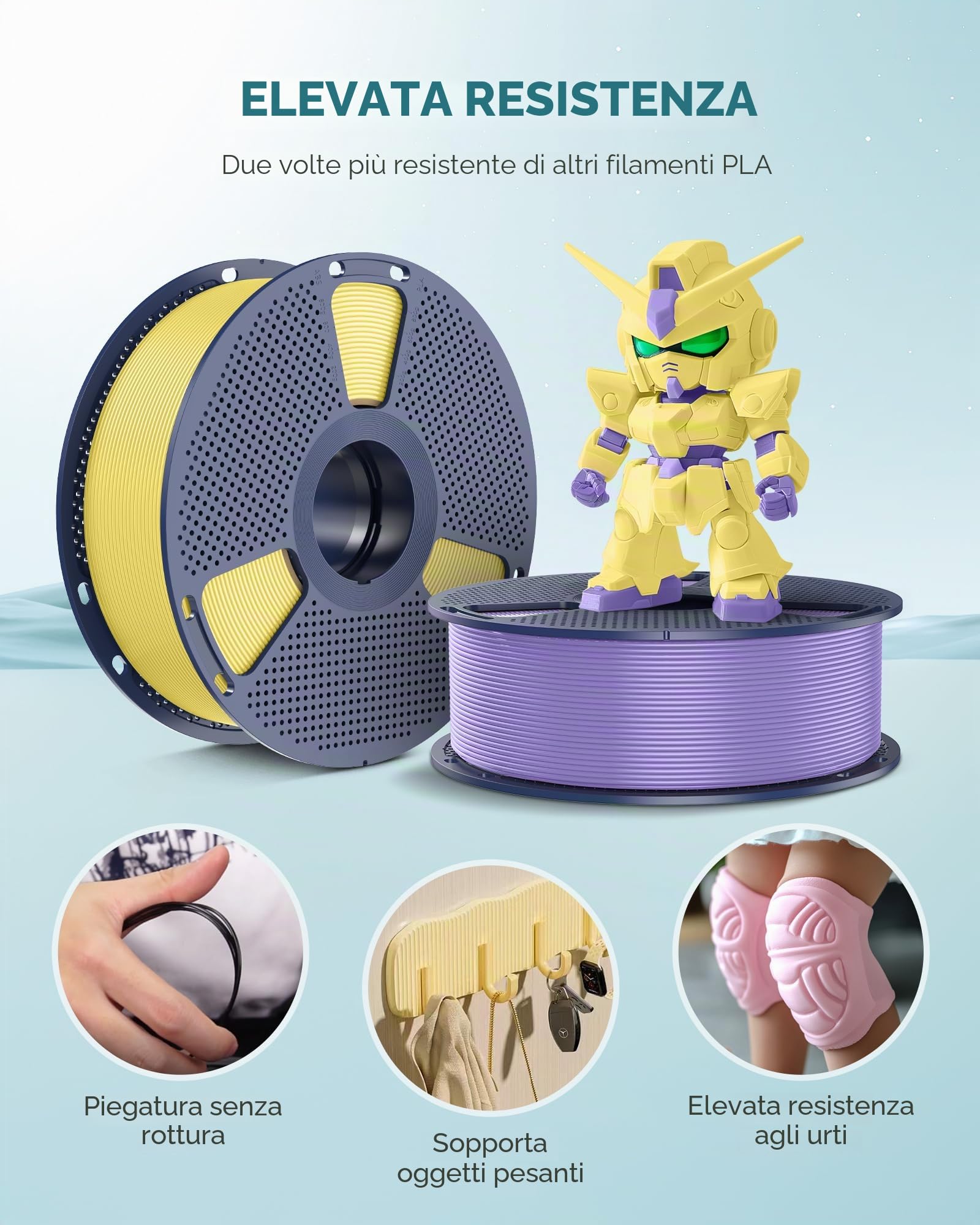 SUNLU 4 kg Macaron PLA Meta Filament Filamento, PLA stampante 3D filamento 1,75 mm ± 0,02 mm, più resistente Filamento 3D ordinatamente avvolto, totale 4 kg, 1 kg per bobina, arancione soleggiato+