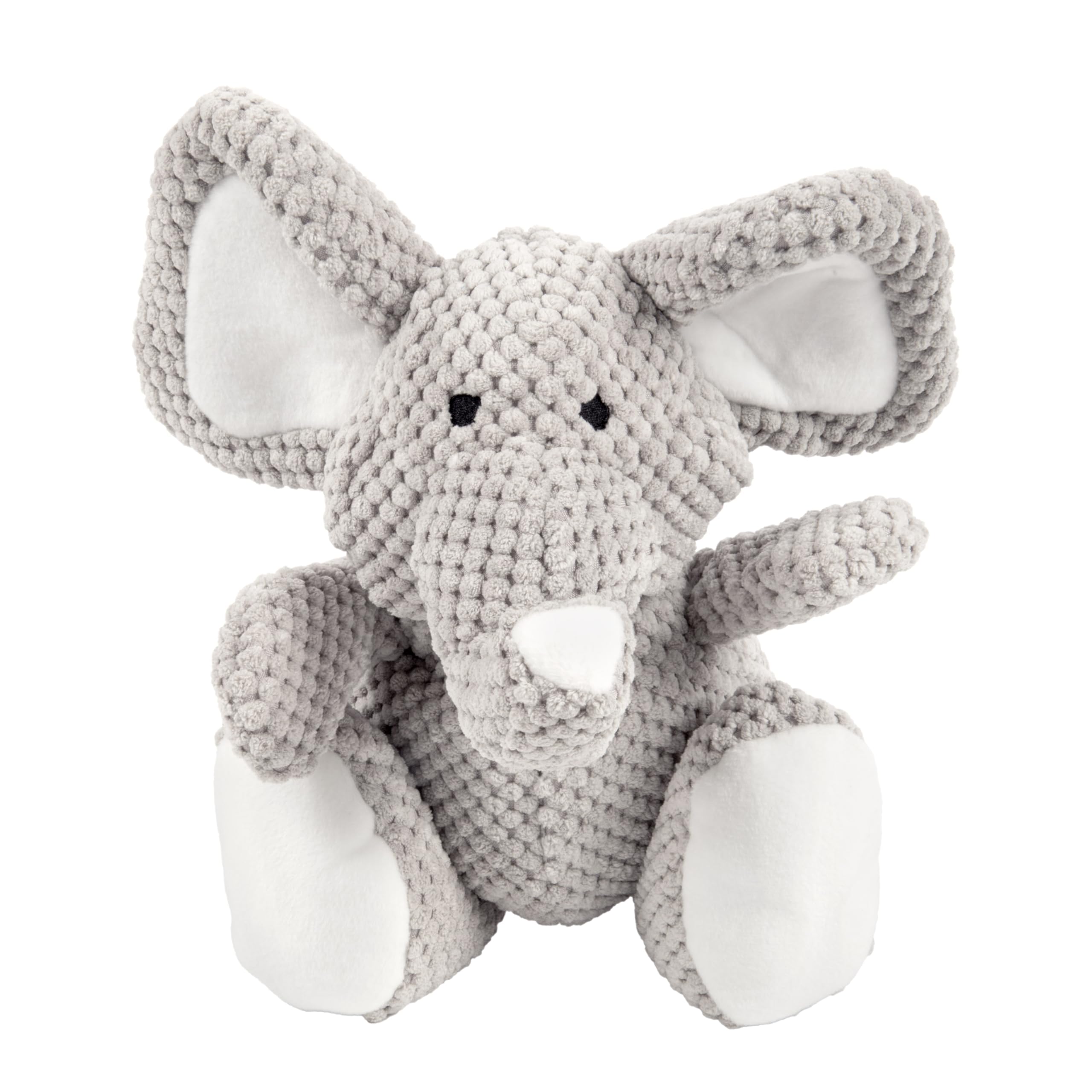 goDog Checkers Elephant Squeaky Plush Dog Toy, Chew Guard Technology - Gray, Large