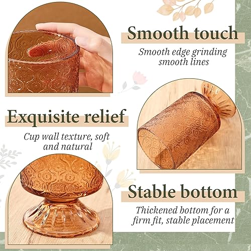 Miniatura 4 de 6 piezas (Altura 7 pulgadas de ancho 4 pulgadas), jarrón de cristal con pedestal de otoño, base grande, jarrones vintage de cristal grueso para