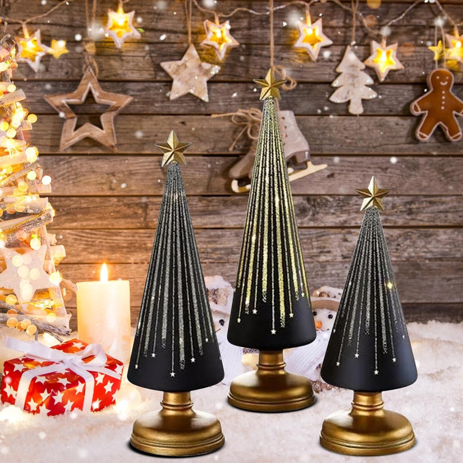 Seasonal Decor | Night Starry Trees - 3 Pieces Christmas Tree Resi