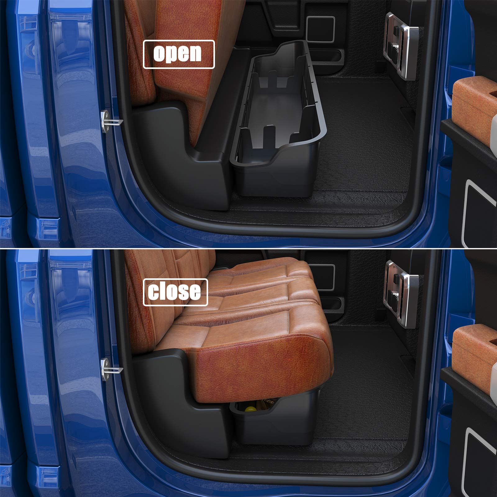KIKITO Elaborate Manufacturing Underseat Storage Box for 2015-2024 Ford F-150; 2017-2023 F-250 F-350 F-450 F-550 Super Duty?Ultimate Space enjoyment?Rear Extra Cargo Store