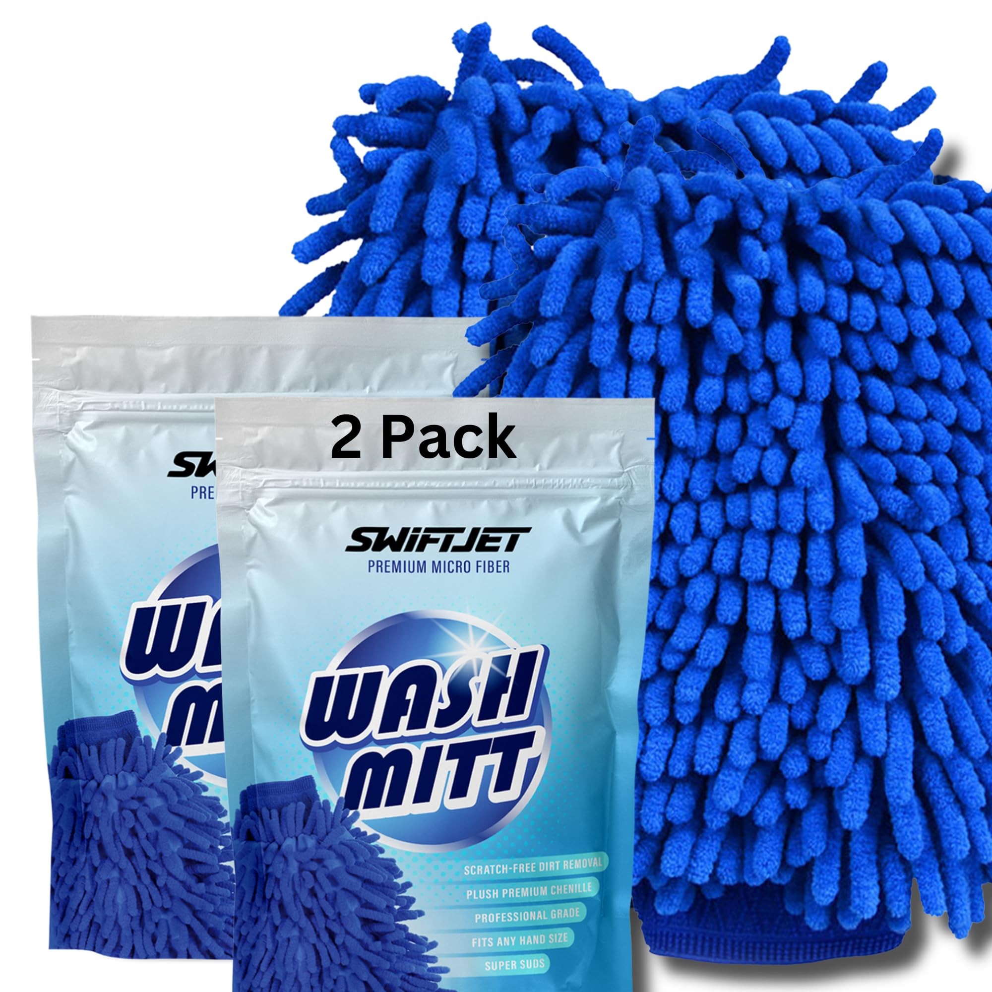 SwiftJet Manopla de lavado de microfibra para coches, camiones, SUV, motocicletas, color azul