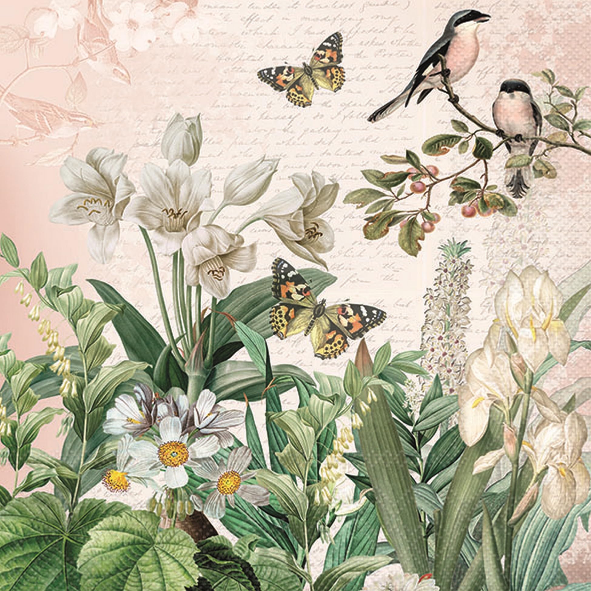 20 Ambiente Paper Napkins "Flower Garden" Vintage Table Decoration with Motif Also for Party or Decoupage 33 x 33 cm