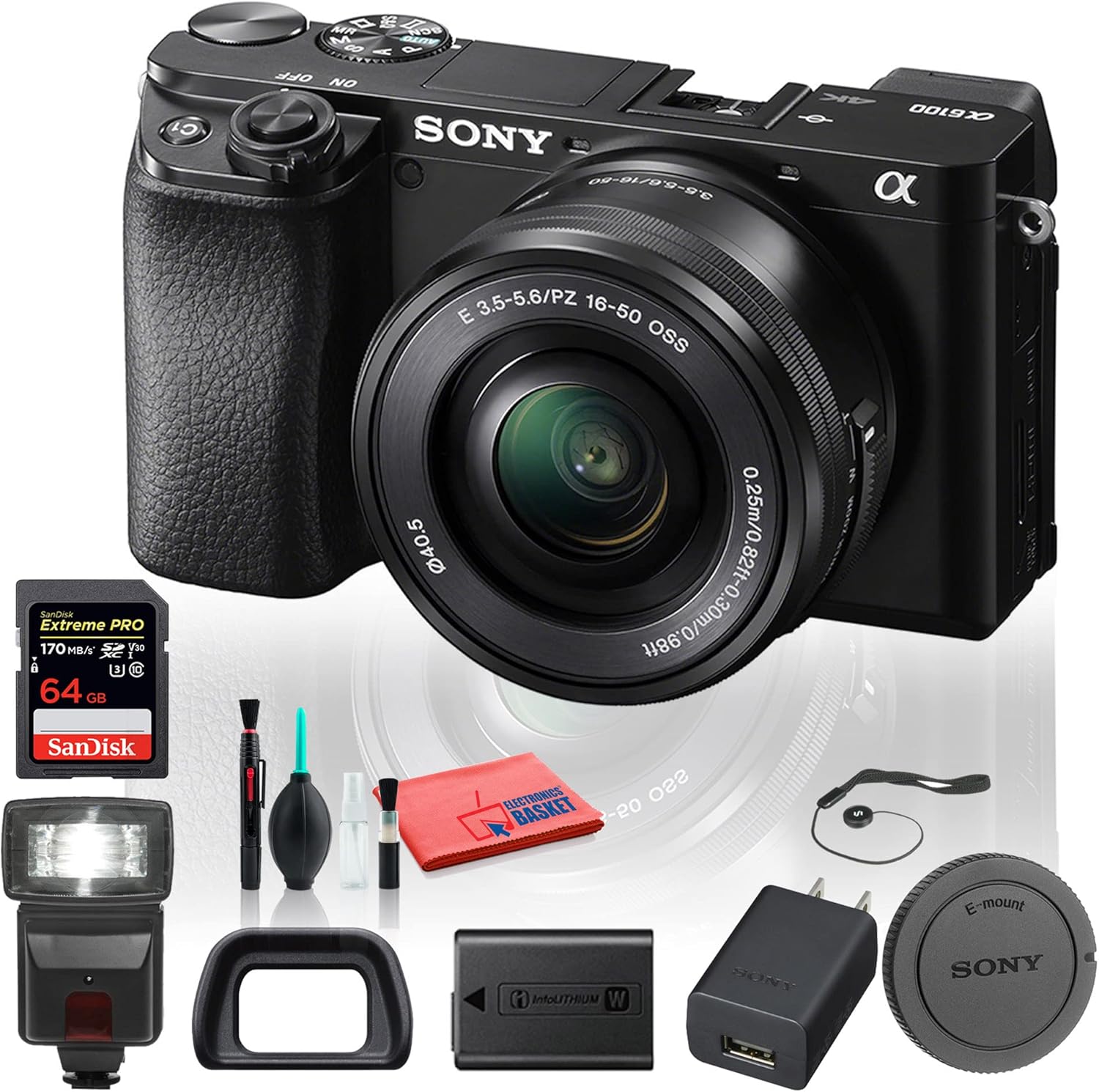 Sony Alpha a6100 Mirrorless Digital Camera (ILCE6100L/B