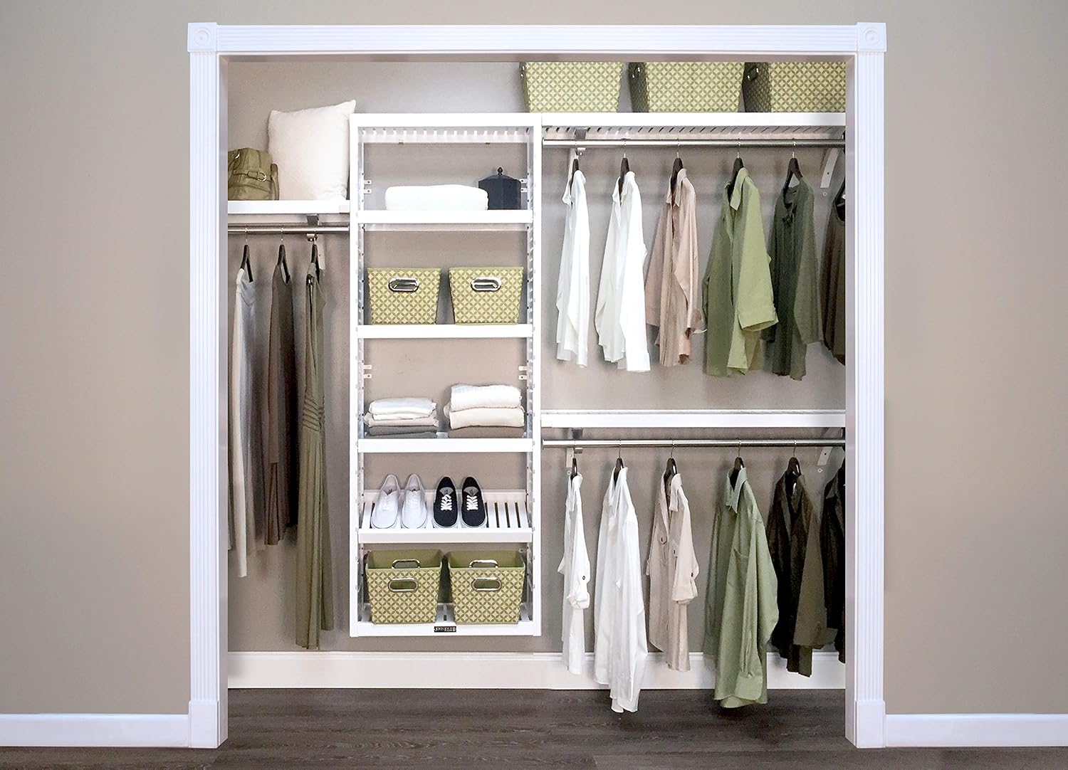 Solid Wood White Reach-In Closet System