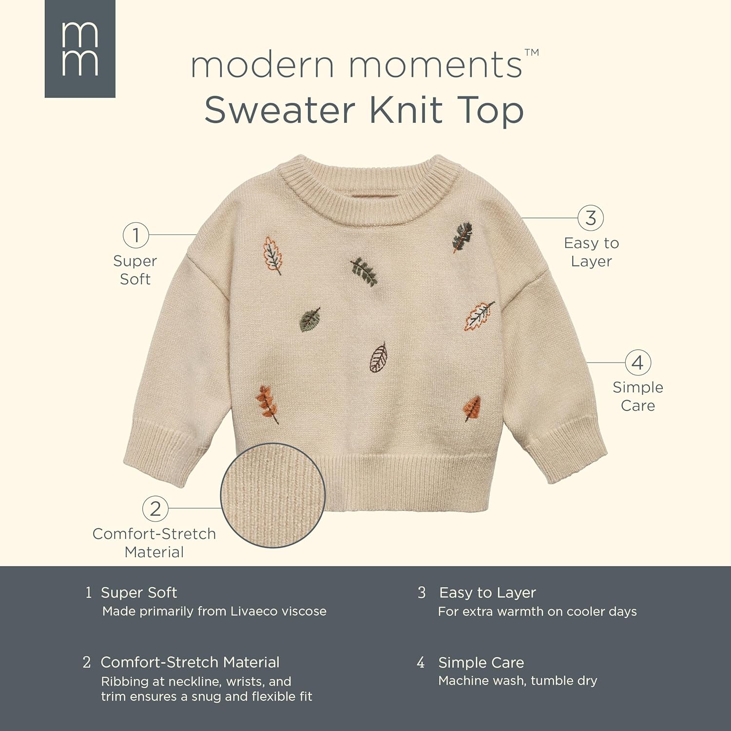 Modern Moments by Gerber Baby Embroidered Sweater Knit Top - Image 6