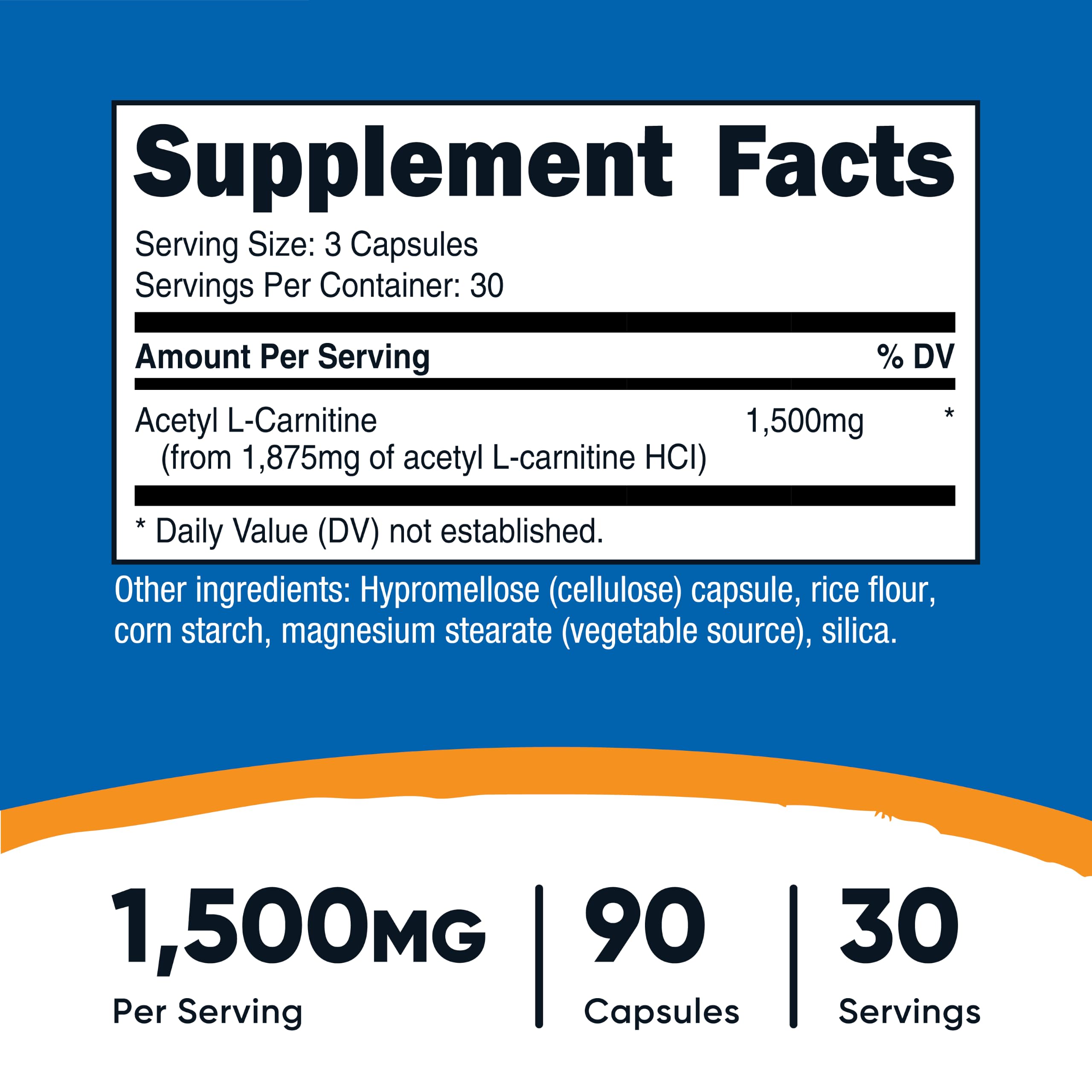 Nutricost Acetyl L-Carnitine (ALCAR) 1,500mg, 90 Capsules for 30 Servings — Amazon image 2