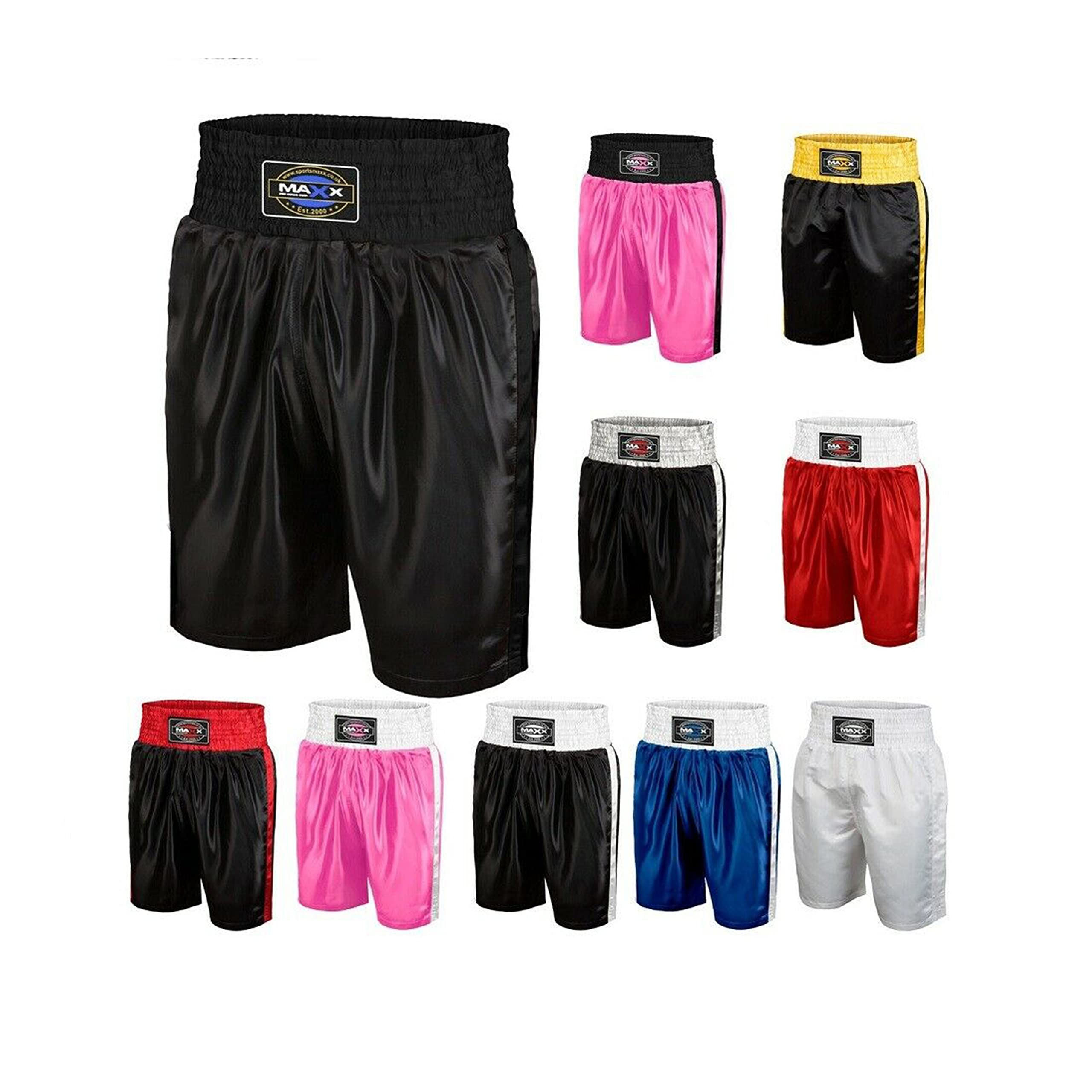 MAXX Men Boxing Fight Shorts MMA Kick Boxing Martial Arts Gear Muay Thai UFC (XL, Black Red)