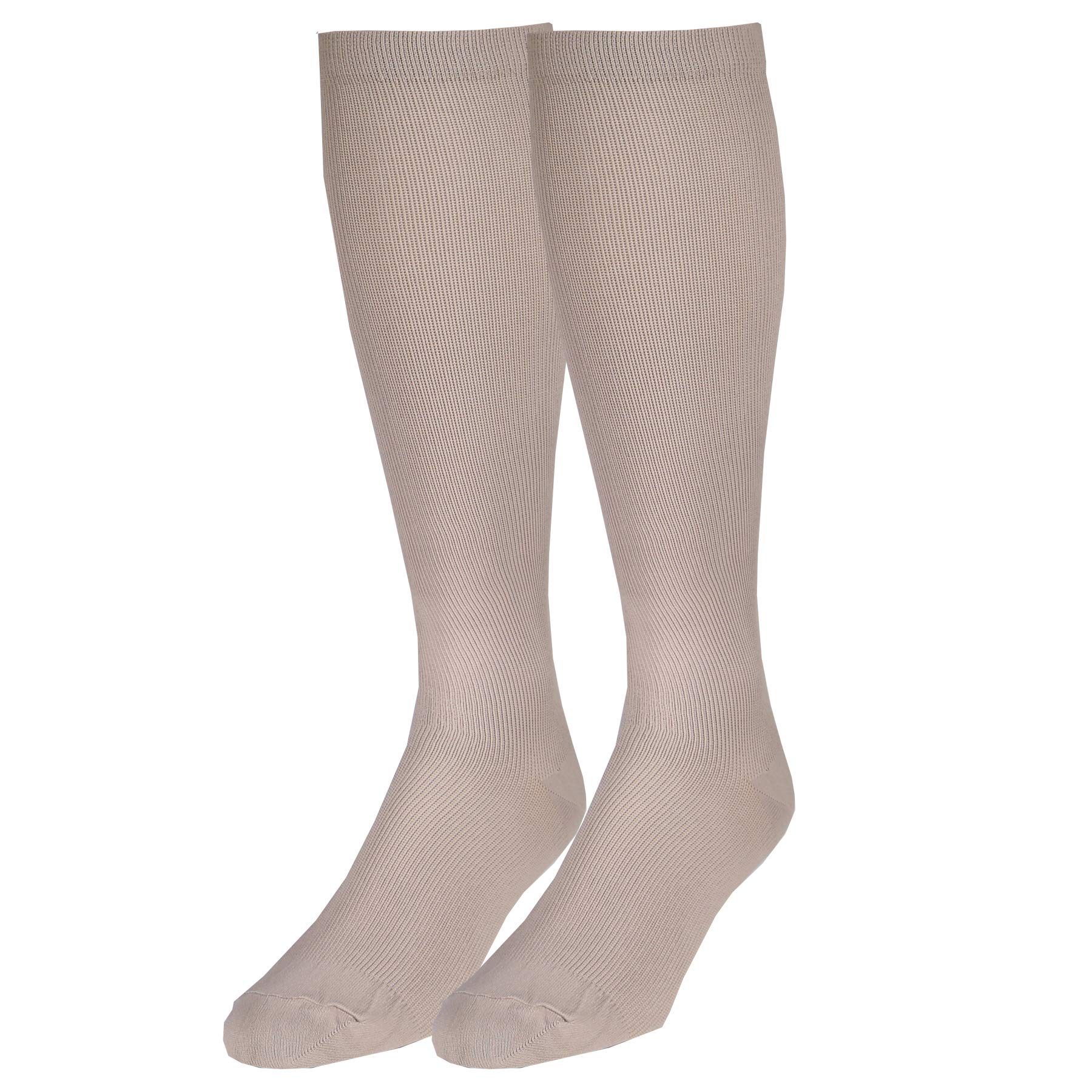 Truform Compression Socks, 15-20 mmHg, Men's Dress Socks, Knee High Over Calf Length, Tan, Medium