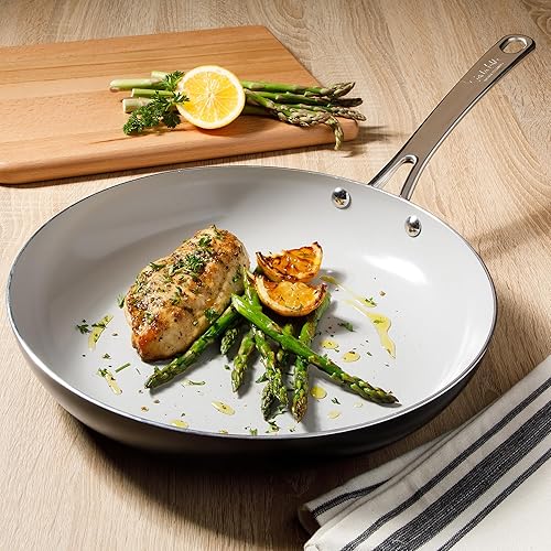 Miniatura 6 de Sur La Table Kitchen Essentials Potluck Porch - Sartén de aluminio de 12 pulgadas de profundidad, sin PFA, utensilios de cocina de cerámica, sartén