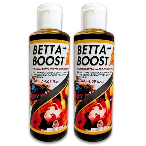 Jothi Aquatics Betta Boost Natural Aquarium Water Conditioner, Supplement & Medicine for Betta Fish Tank | 2x120ml | Stress Heal, Slime Coat, Anti-Bacterial, Growth, Breeding & Color Enhancer