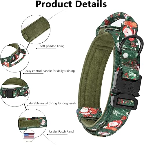 Miniatura 58 de DAGANXI - Collar táctico para perro, collar ajustable de nailon para adiestramiento con asa de control y hebilla, para perros medianos y grandes