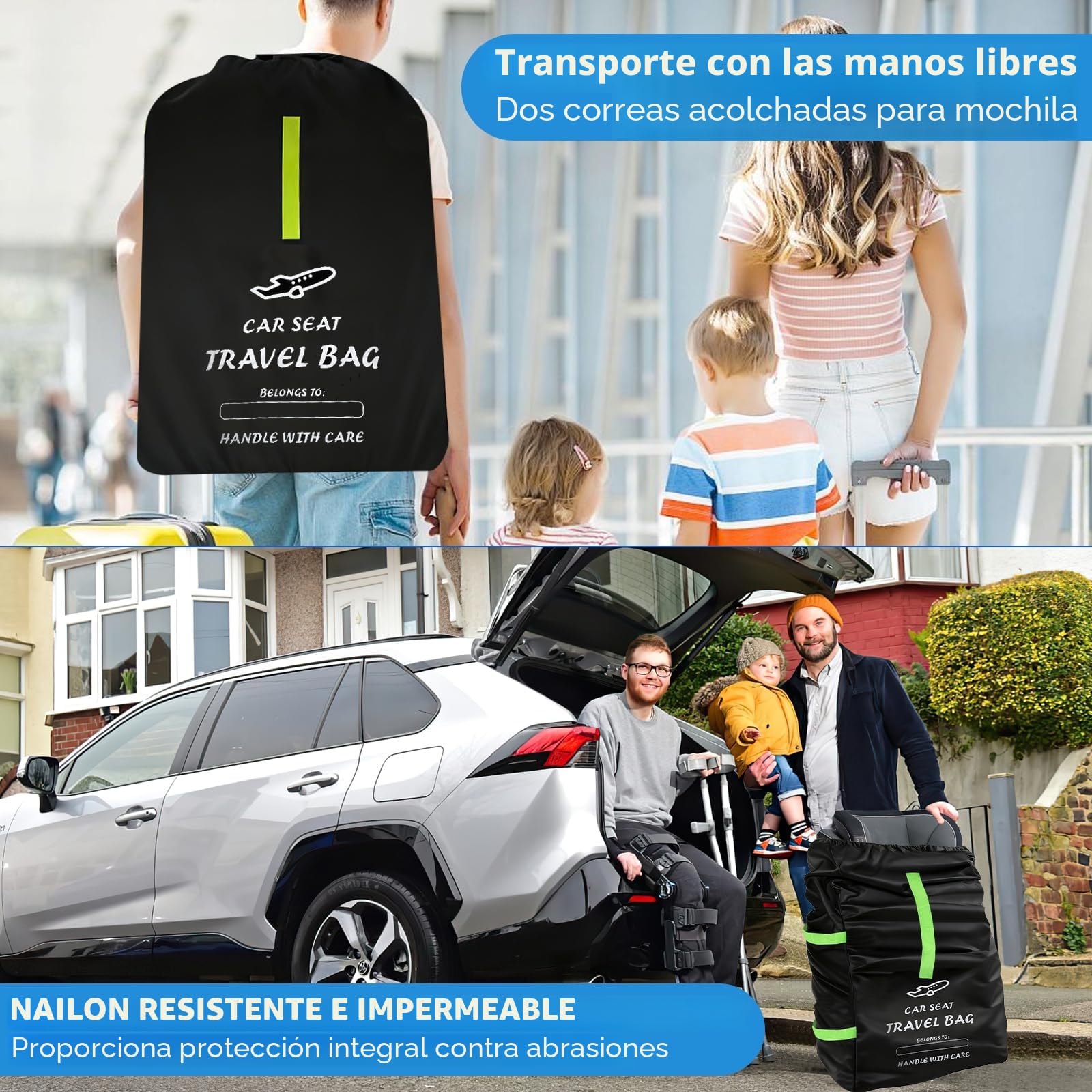 Transporttasche Bolsa de Transporte para Asiento de automóvil para bebé, 34 × 18 × 18 Pulgadas, Bolsa Impermeable de Tela Oxford 600D, Bolsa para Cochecito para Viajes en avión