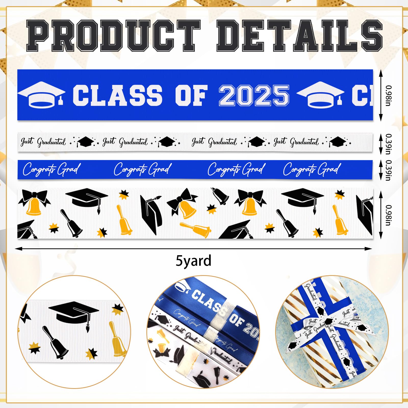 Recorder Ribbons Class Snapklik.com : 4 Rolls 20 Yards Graduation Ribbons, 3/8
