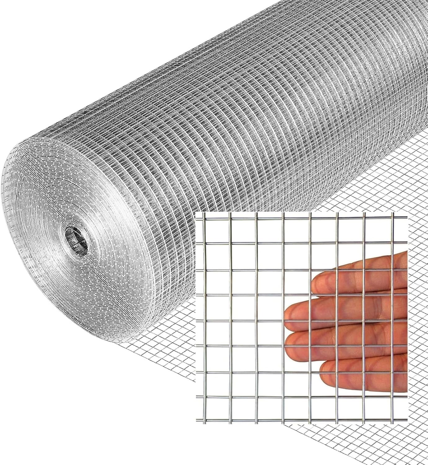 Stainless Steel Welded Wire Mesh 1/2" Square Hardware Cloth - Durable Chicken Fencing, Poultry Netting, Garden Fence for Vegetables (1.2m x 8m / 47.2in x 26.2ft)