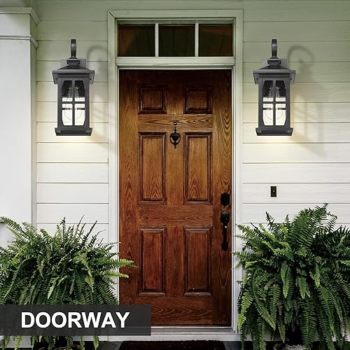 Miniatura 6 de Darkaway Lámparas de pared para exteriores, lámparas de pared para exteriores, accesorios de iluminación exterior, impermeable, negro, aplique de