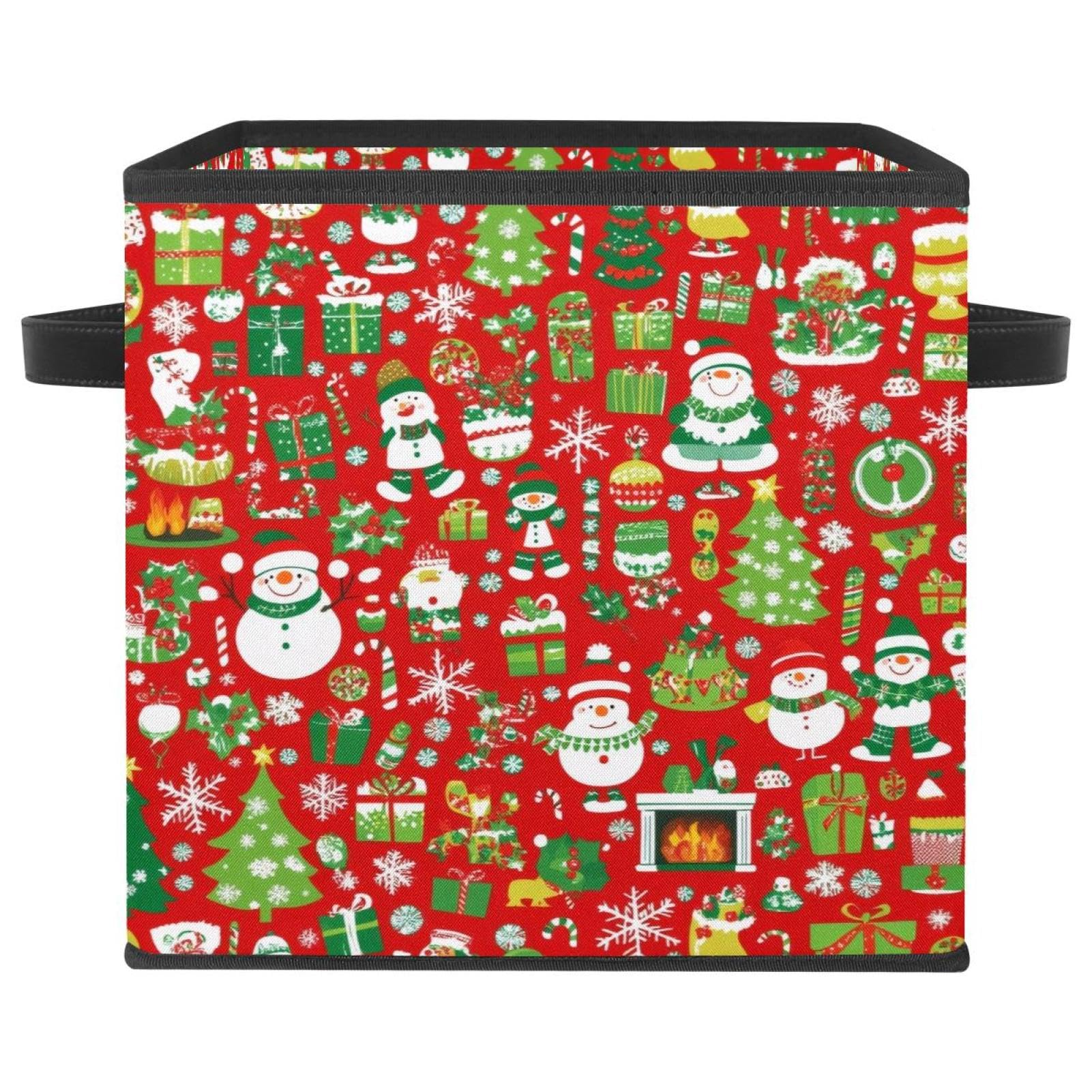 Cube de rangement pliable pour vêtements et décorations de Noël sur étagère de salon