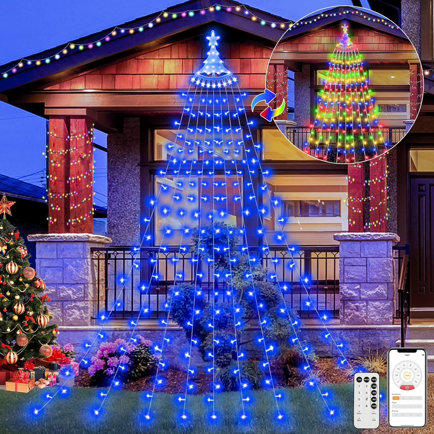 Outdoor Christmas Lights Mains Powered, 344 Led Christmas Tree Lights