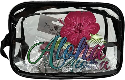 Aloha Designs ALOHA Bolsa de cosméticos transparente para mujer, bolsa de maquillaje espaciosa, bolsa de viaje a prueba de salpicaduras, organizador