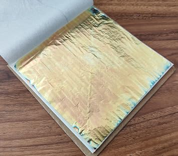 JINRUISI Variegated Gold Foil Leaf 50 Sheets Booklet Colorful Imitation Gold Leaf Gilding Craft Decoration Art Autumn Harvest