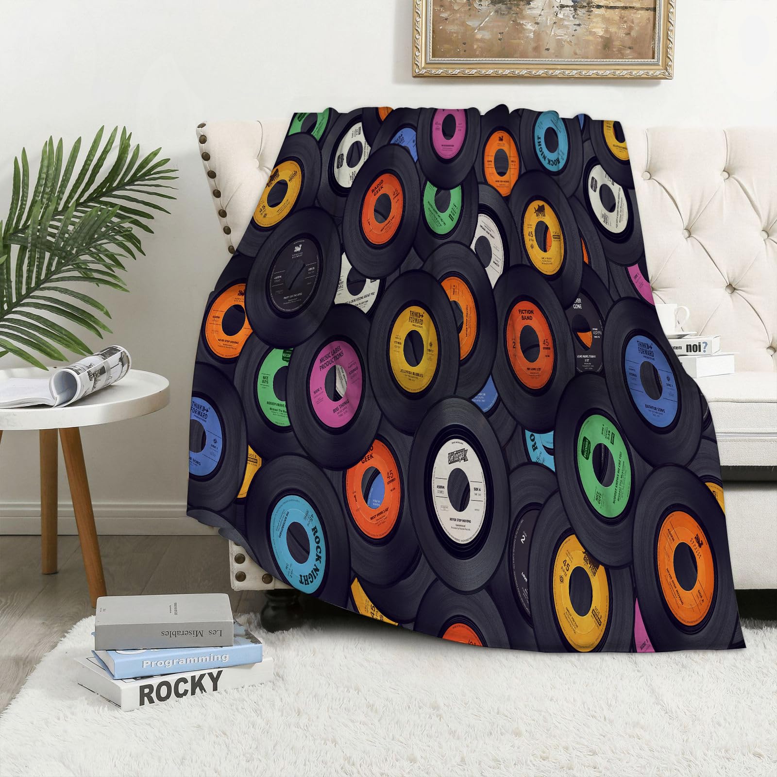 Maapchp Retro Vinyl Record - A10 Flannel Fleece Blanket Throws For Sofa Fluffy Blanket Bed Throw For Bedroom Retro Vinyl Record Blanket For Bed, Couch,Car 50X60in
