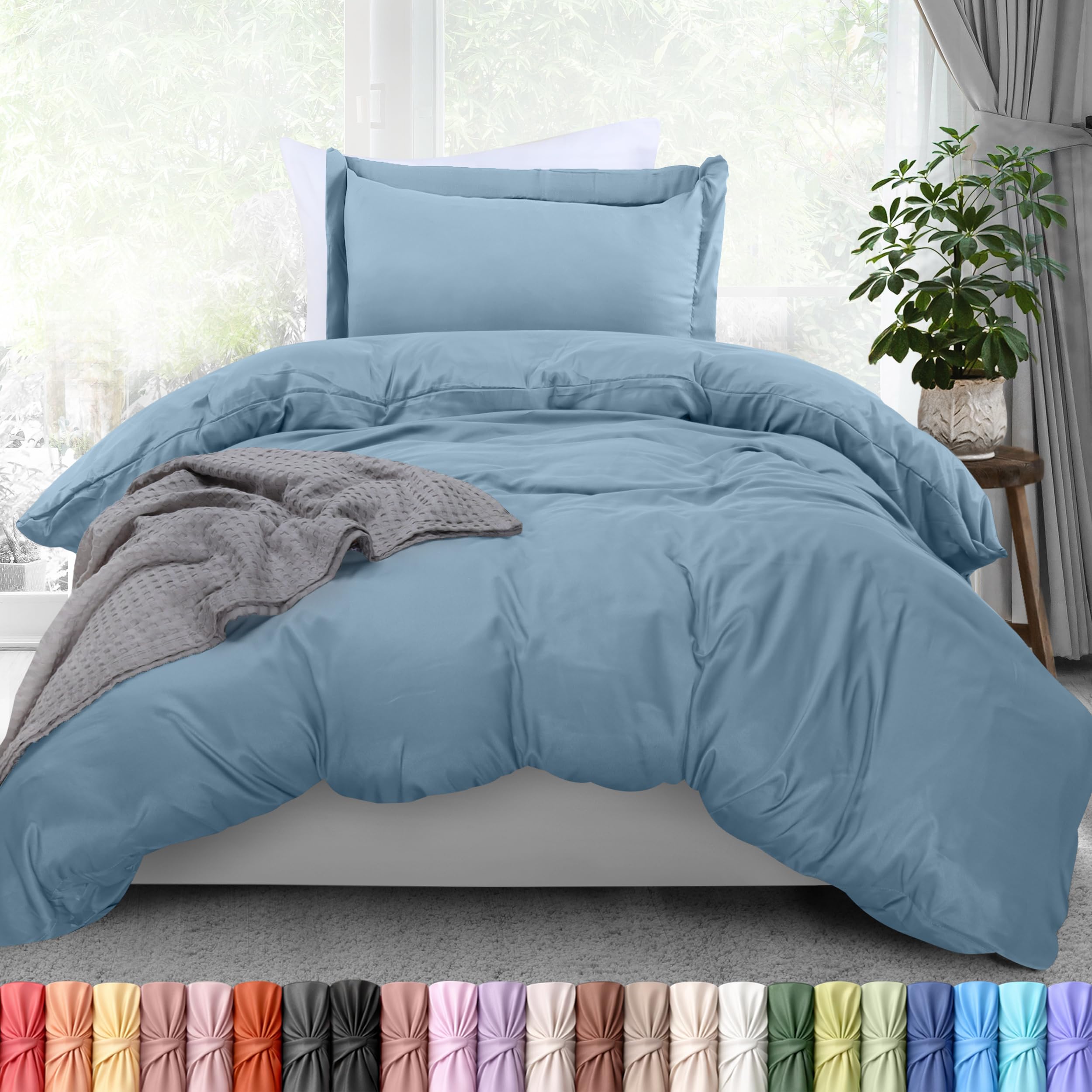 Duvet Cover Twin/Twin XL, 2 PC Cotton Like Polyester, Dutch Blue