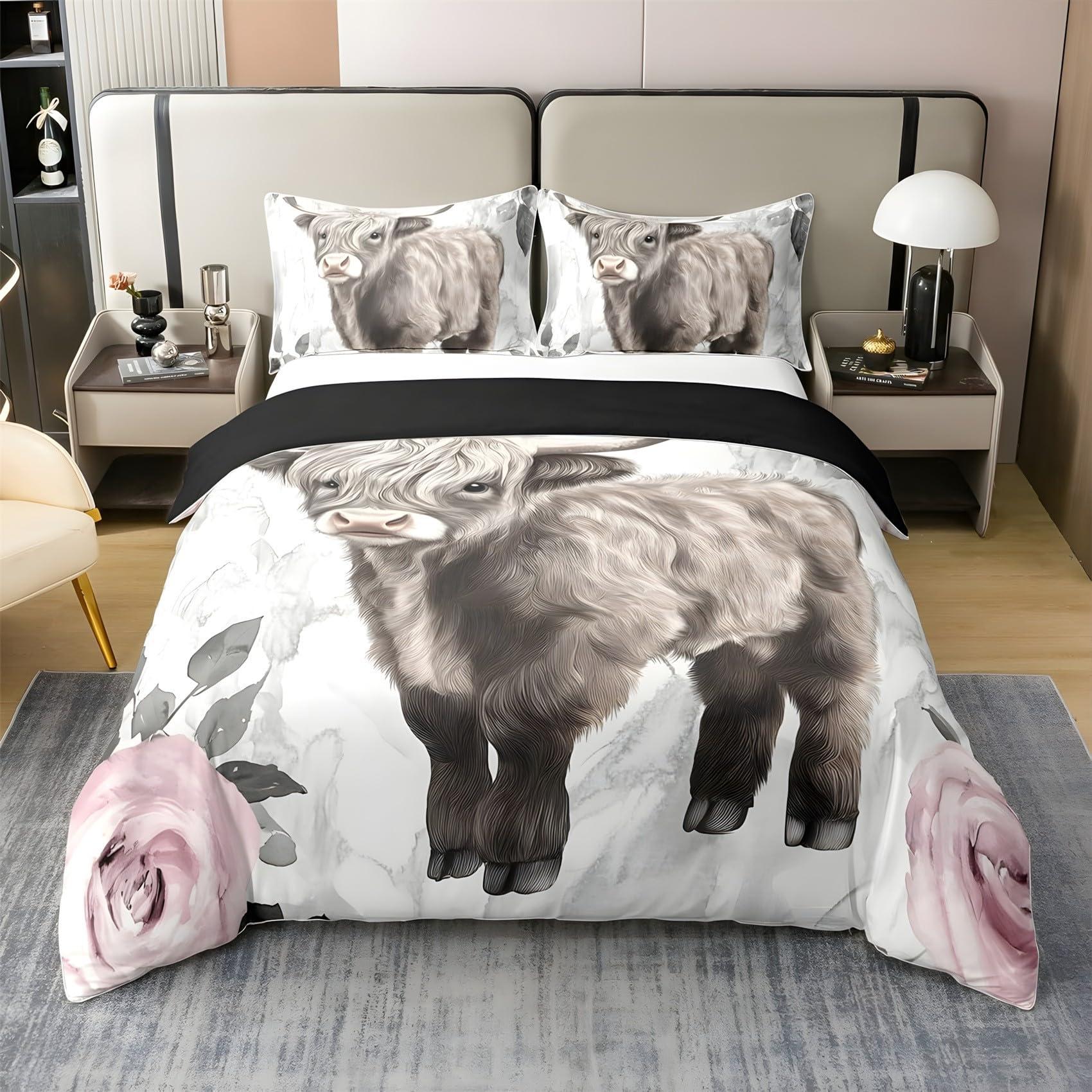 Housse de couette 240x260 avec taie d'oreiller 65x65 lit 2 personnes microfibre