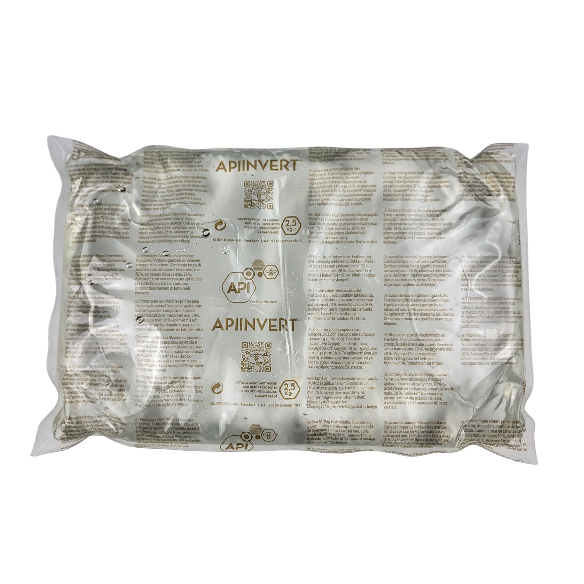 Apiinvert Südzucker Bienenfutter 5x2,5kg Beutel im Karton flüssig - Imkereibedarf - Sirup - Bienenfuttersirup - Bienenbeute - Bienenfutter - Bienen - Futtersirup - Apifonda - Futterteig
