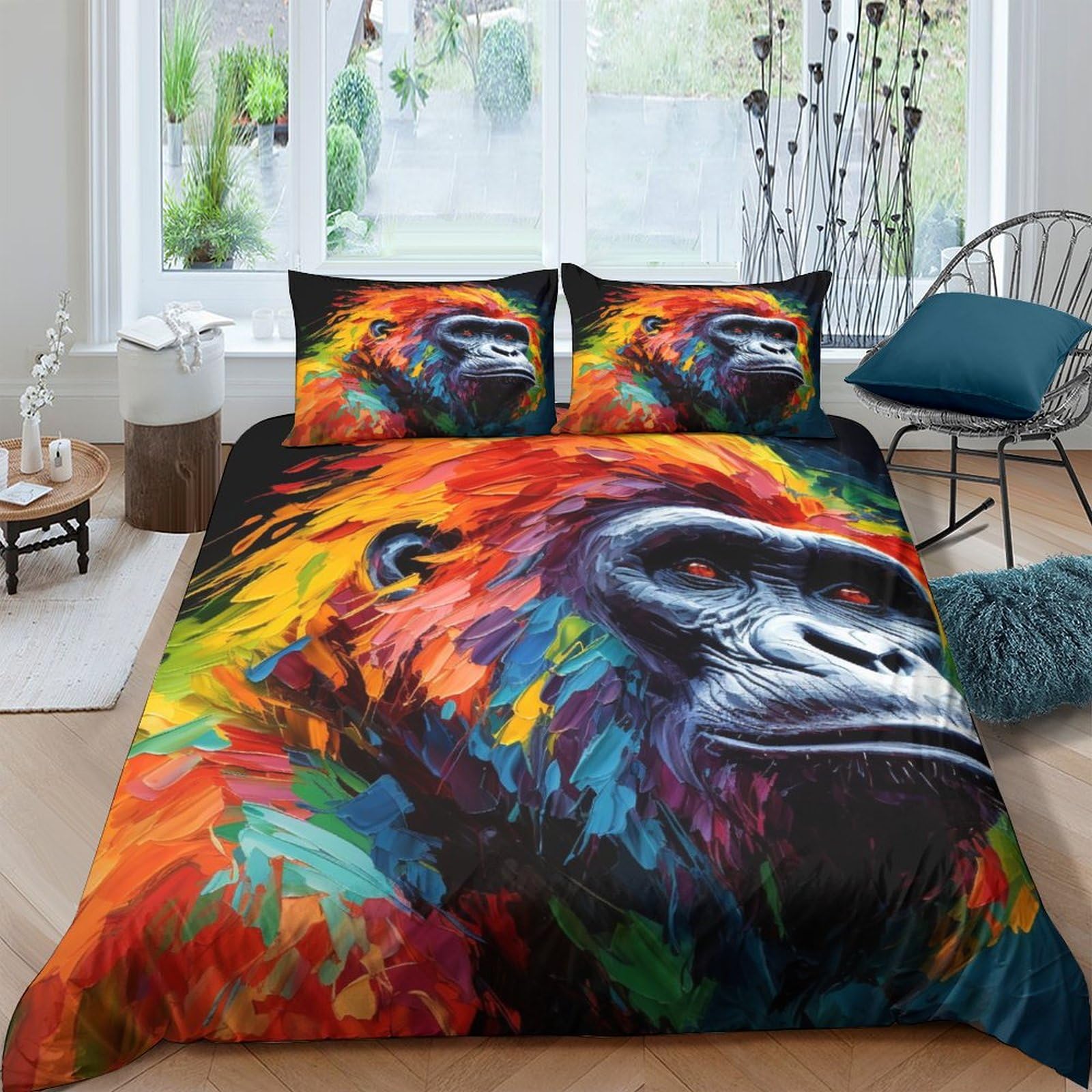 Housse de couette chimpanzees 3D parure de lit enfant motif animal