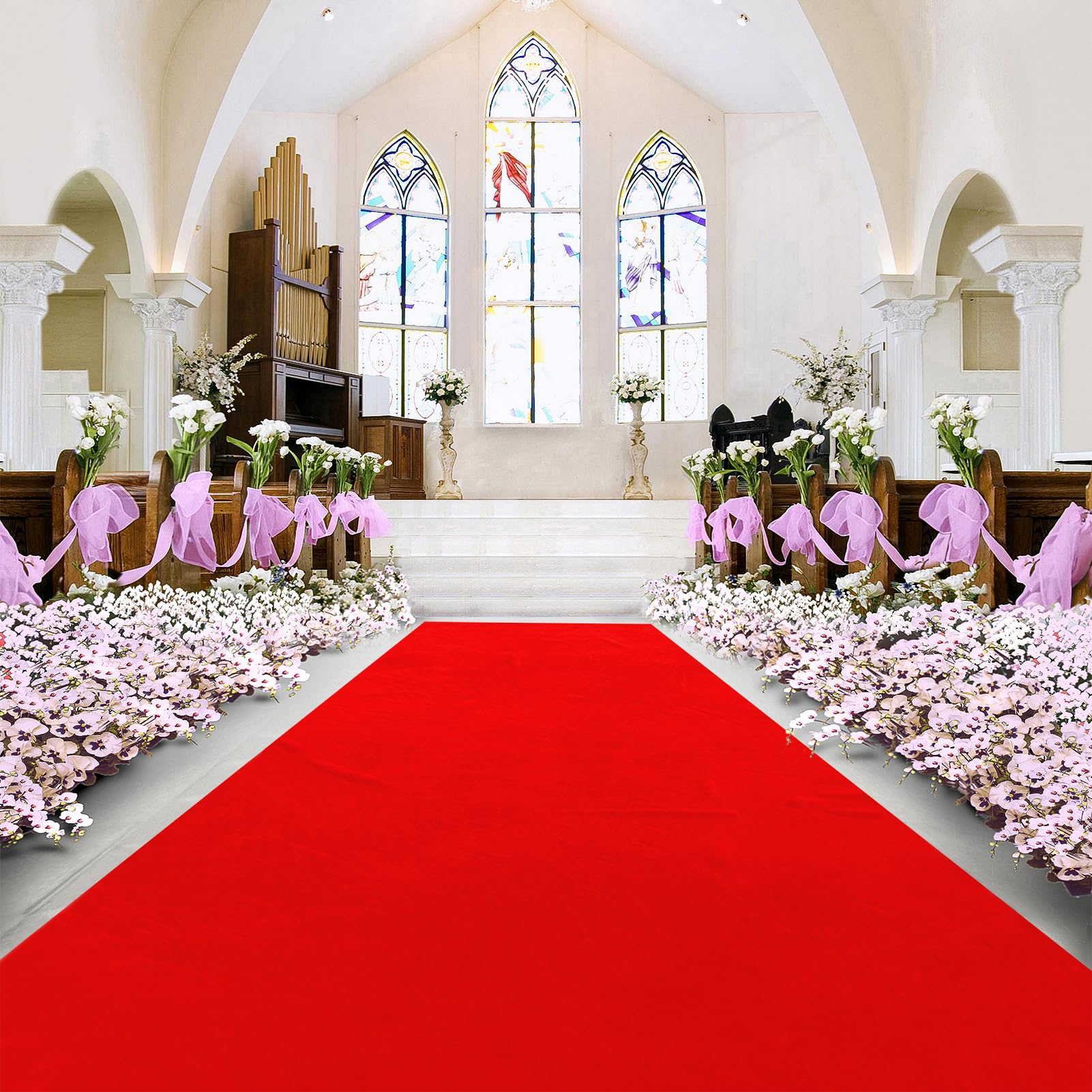 SK Studio Tapis de Passage Épaisseur 1 Bande pour Mariage Noël Thanksgiving Plein Air Fête Mariage Rouge 1 x 3 m