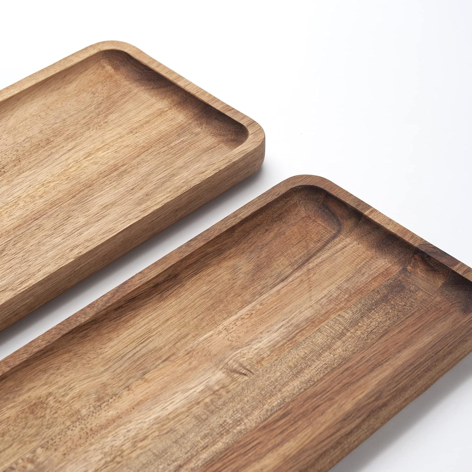 Bathroom Vanity Tray, Acacia Wood Counter Tray, Toilet Tank Tray, Appetizer Charcuterie Snack Serving Board, 11.8 x 5.5 x 0.8 inch - Image 2
