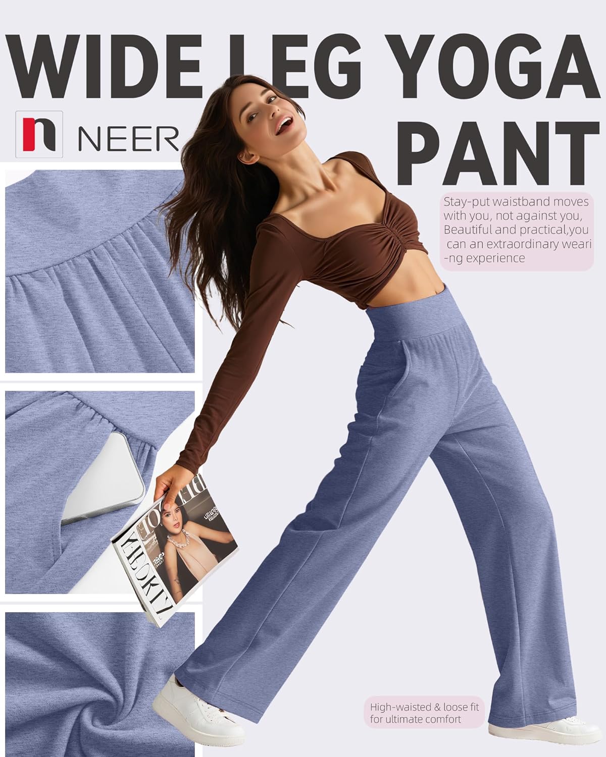 Neer 4 Pack Women's Wide Leg Yoga Pants High Waist Casual Sweatpants Loose Cozy Lounge Pajama Flowy Pants with Pockets - Image 6