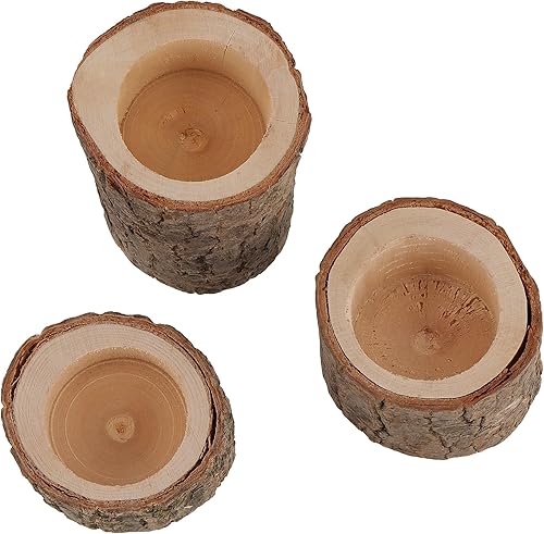 Miniatura 5 de FUNSUEI 18 portavelas de madera para velas de té, portavelas votivas de madera rústica, portavelas votivas de madera rústica para decoración de