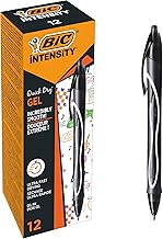 BIC Intensity Quick Dry Black Gel Pens, Medium 0.7mm Tip, Smooth Ink and Ultra Fast Drying, 12 Units, BIC Black Pens, School and Office Stationery