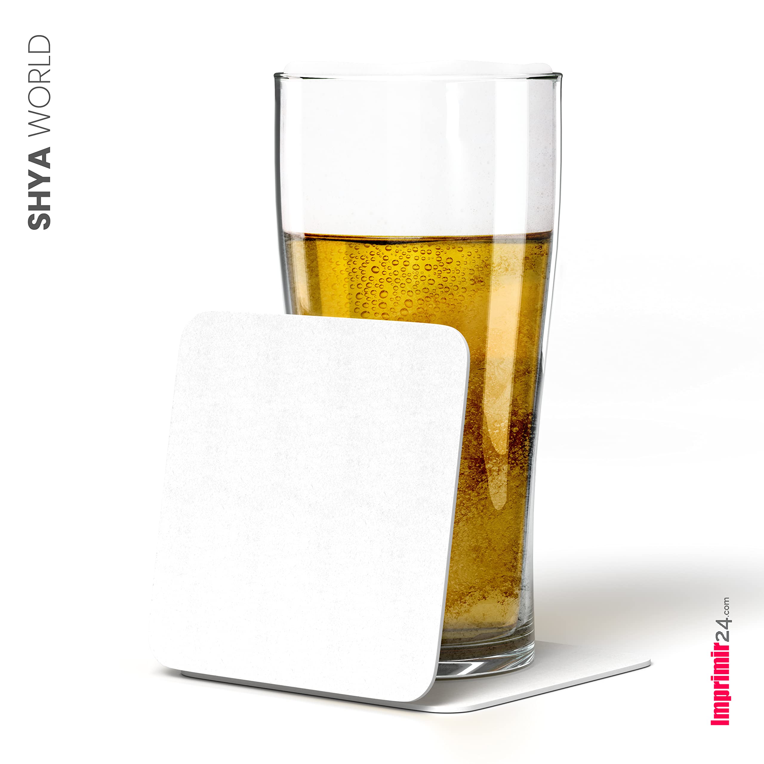 400 Posavasos de Cartón Originales, Decorativos y Absorbentes para Bebidas y Líquidos. Portavasos para Mesa con Efectos de Acabado 10 x 10 cm y 1,4 mm Espesor. (Blanco Cuadrado, 400)